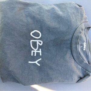 Obey Men's Shirt - Black with White Logo